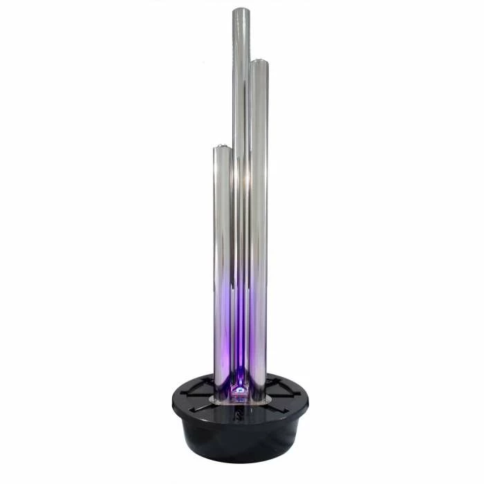 H185cm 3 Tubes Stainless Steel Water Feature with Colour LEDs | Indoor/Outdoor Use by Ambienté 4 H185cm 3 Tubes Stainless Steel Water Feature with Colour LEDs | Indoor/Outdoor Use by Ambienté - Image 2