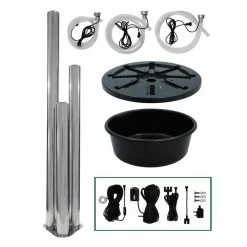 H156cm 3 Polished Tubes Stainless Steel Water Feature with Lights | Indoor/Outdoor Use by Ambienté -Water Features Shop WF3391 add image 4 0166