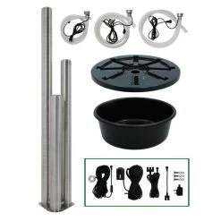 H156cm 3 Brushed Tubes Stainless Steel Water Feature with Lights | Indoor/Outdoor Use by Ambienté -Water Features Shop WF3395 add image 4 559b