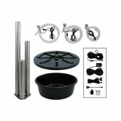 H121cm 3 Brushed Tubes Stainless Steel Water Feature with Lights by Ambienté -Water Features Shop WF3396 add image 4 6258