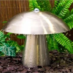 H49cm Abbey Falls Mushroom Stainless Steel Water Feature with Lights by Ambienté -Water Features Shop WF3406 add image 1 016c