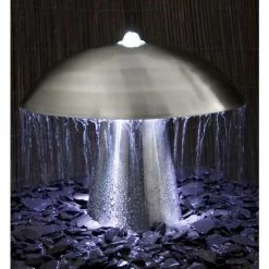 H49cm Abbey Falls Mushroom Stainless Steel Water Feature with Lights by Ambienté -Water Features Shop WF3406 add image 2 69b1