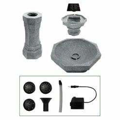 H75cm Castille Solar Bird Bath Water Feature with Lights by Solaray -Water Features Shop WF3445A add image 4 47d9