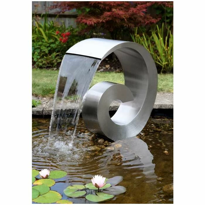 H66cm Curve Stainless Steel Cascading Water Feature with Reservoir by Ambienté 4 H66cm Curve Stainless Steel Cascading Water Feature with Reservoir by Ambienté - Image 2