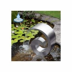 H66cm Ammonite Cascading Stainless Steel Water Feature | Indoor/Outdoor Use by Ambienté -Water Features Shop WF3622SSR rollover image 16b8