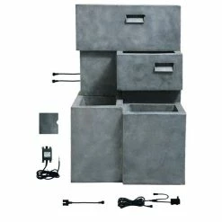 H78cm Higgledy Troughs Water Feature & Planter with Lights | Indoor/Outdoor Use by Ambienté -Water Features Shop WF3687 add image 5 e95f