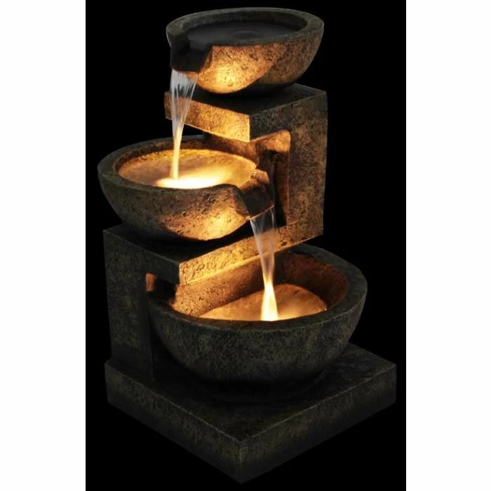 H62cm Kendal 3-Tier Cascading Water Feature with Lights | Indoor/Outdoor Use by Ambienté 8 H62cm Kendal 3-Tier Cascading Water Feature with Lights | Indoor/Outdoor Use by Ambienté - Image 6