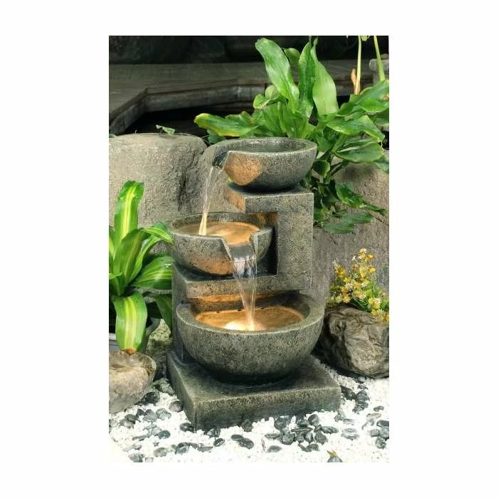H62cm Kendal 3-Tier Cascading Water Feature with Lights | Indoor/Outdoor Use by Ambienté 4 H62cm Kendal 3-Tier Cascading Water Feature with Lights | Indoor/Outdoor Use by Ambienté - Image 2