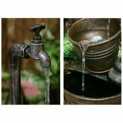 H76cm Tap and Bucket Water Feature with Lights | Indoor/Outdoor Use by Ambienté -Water Features Shop WF3811 add image 1 1058