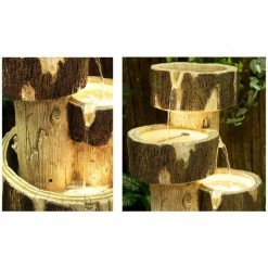 H75cm 3-Tier Log Cascading Water Feature with Lights | Indoor/Outdoor Use by Ambienté -Water Features Shop WF3813 add image 1 d85d