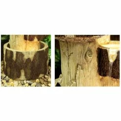 H75cm 3-Tier Log Cascading Water Feature with Lights | Indoor/Outdoor Use by Ambienté -Water Features Shop WF3813 add image 2 e960