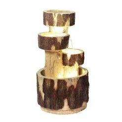 H75cm 3-Tier Log Cascading Water Feature with Lights | Indoor/Outdoor Use by Ambienté -Water Features Shop WF3813 add image 4 0ce6