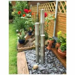 H120cm Brushed Bamboo Stainless Steel Water Feature with Lights | Indoor/Outdoor Use by Ambienté 10 H120cm Brushed Bamboo Stainless Steel Water Feature with Lights | Indoor/Outdoor Use by Ambienté -Water Features Shop WF3901 add image 2 8958