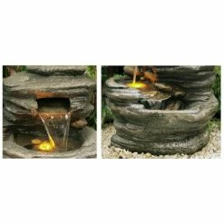 H100cm 4-Tier Rock Pool Cascading Water Feature with Lights | Indoor/Outdoor Use by Ambienté -Water Features Shop WF3927 add image 2 e94f