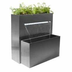 H89cm Berkeley Stainless Steel Waterfall Planter with Lights | Indoor/Outdoor Use by Ambienté -Water Features Shop WF3988 add image 2 5f85