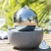 H23cm Eclipse Sphere Stainless Steel Water Feature with Lights | Indoor/Outdoor Use - by Ambienté -Water Features Shop WF4179 main image 68bb