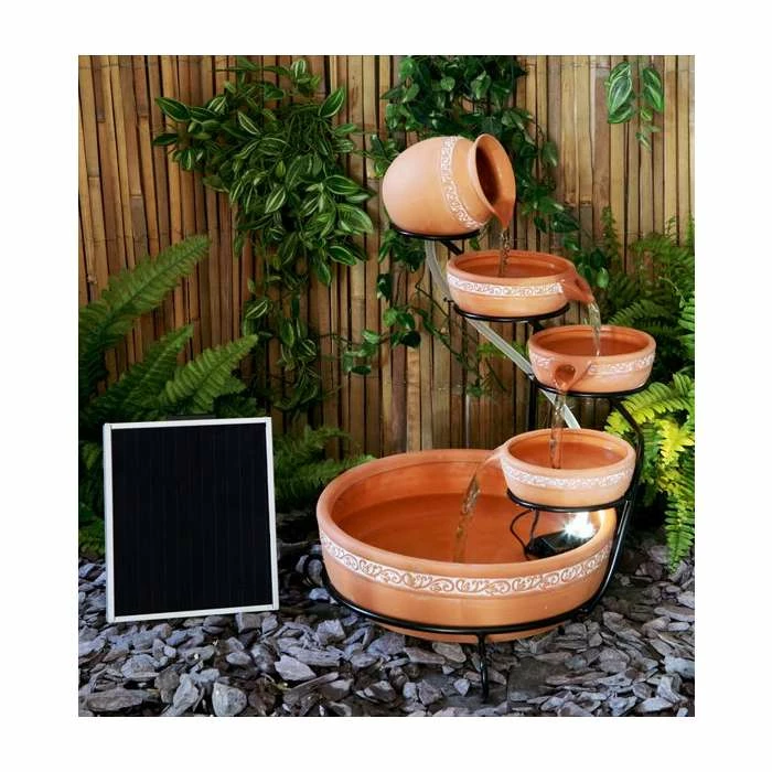 55cm Ladonas Inlaid Terracotta Solar Cascade Water Feature with Battery Backup and LED Lights by Solaray™ 7 55cm Ladonas Inlaid Terracotta Solar Cascade Water Feature with Battery Backup and LED Lights by Solaray™ - Image 5