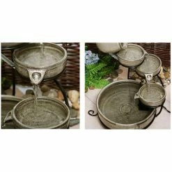 H55cm Earthenware Solar Water Feature with Battery Backup and LEDs by Solaray -Water Features Shop WF6042 add image 3 76f8