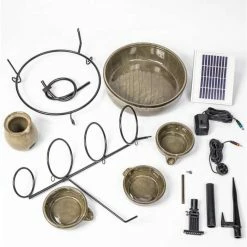 H55cm Earthenware Solar Water Feature with Battery Backup and LEDs by Solaray -Water Features Shop WF6042 add image 5 4293