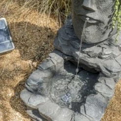 H73cm Easter Island Solar Head Water Feature & Planter with Lights by Solaray -Water Features Shop WF7003 add image 5 6725