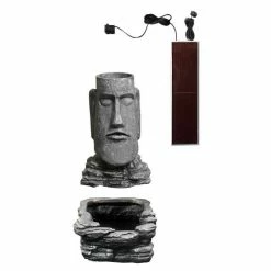 H73cm Easter Island Solar Head Water Feature & Planter with Lights by Solaray -Water Features Shop WF7003 add image 6 411b