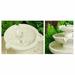H42cm Barnwell Ivory 3-Tier Cascading Solar Water Feature by Solaray -Water Features Shop WF7059 add image 1 1a08
