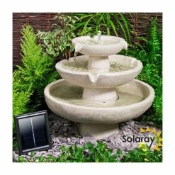 H42cm Barnwell Ivory 3-Tier Cascading Solar Water Feature by Solaray