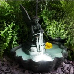 H30cm Fairy on Clam Shell Programmable Solar Water Feature with Lights by Solaray -Water Features Shop WF7060 add image 4 2251