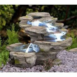 H65cm Ogen River Leap 4-Tier Cascading Water Feature with Lights | Indoor/Outdoor Use by Ambienté -Water Features Shop WF7080 add image 3 99bb