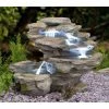 H65cm Ogen River Leap 4-Tier Cascading Water Feature with Lights | Indoor/Outdoor Use by Ambienté