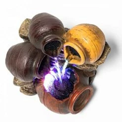 H27cm Triple Trickle Honey Pots Water Feature with Lights | Indoor/Outdoor Use by Ambienté -Water Features Shop WF7081 add image 1 b8fb