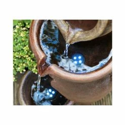 H50cm Earthenware 3-Tier Honey Pot Water Feature & Planter with Lights by Ambienté -Water Features Shop WF7127 add image 2 6ee6