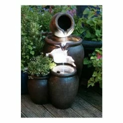 H50cm Earthenware 3-Tier Honey Pot Water Feature & Planter with Lights by Ambienté -Water Features Shop WF7127 add image 5 efd6