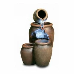 H50cm Earthenware 3-Tier Honey Pot Water Feature & Planter with Lights by Ambienté -Water Features Shop WF7127 add image 7 579b