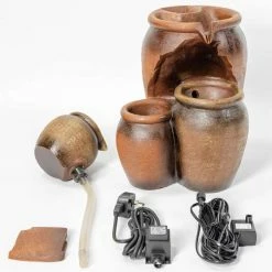 H50cm Earthenware 3-Tier Honey Pot Water Feature & Planter with Lights by Ambienté -Water Features Shop WF7127 add image 8 35b5