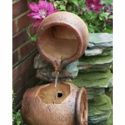 H68cm Cottage Honey Pots & Barrel Water Feature with Lights by Ambienté -Water Features Shop WF7131 add image 1 37ca