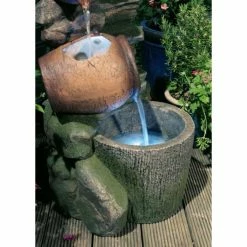 H68cm Cottage Honey Pots & Barrel Water Feature with Lights by Ambienté -Water Features Shop WF7131 add image 4 901c