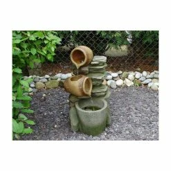 H68cm Cottage Honey Pots & Barrel Water Feature with Lights by Ambienté -Water Features Shop WF7131 add image 5 12ad