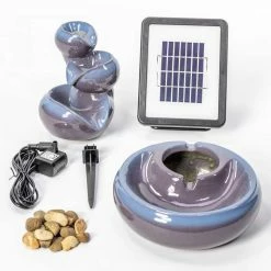 H25cm Cosmos Solar Oil Jar Ceramic Water Feature - Outdoor & Conservatory Use by Solaray -Water Features Shop WF7142GR add image 8 93b5