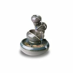 H25cm Cosmos Three-Tier Oil Jar Ceramic Water Feature by Solaray -Water Features Shop WF7142 add image 6 5e9b