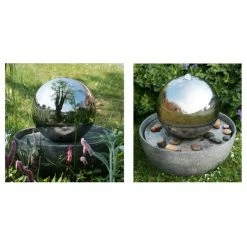 H76cm Eclipse Sphere Stainless Steel Water Feature with Lights by Ambienté -Water Features Shop WF7533 add image 1 fecd