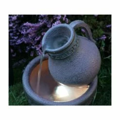 H40cm Jug and Bowl Solar Water Feature with Lights by Solaray -Water Features Shop WF8007 add image 5 f83a