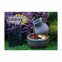 H40cm Jug and Bowl Solar Water Feature with Lights by Solaray