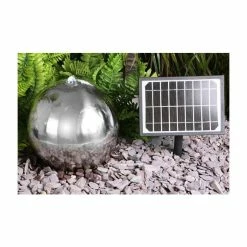 H50cm Sphere Solar Stainless Steel Water Feature with Lights by Solaray -Water Features Shop WF8116 add image 3 da4b