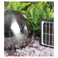 H45cm Sphere Solar Stainless Steel Water Feature with Lights - Outdoor use by Solaray -Water Features Shop WF8150 add image 3 74a3
