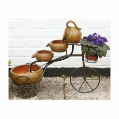 H57cm Bicycle 4-Tier Cascading Solar Water Feature with Planter Basket by Solaray -Water Features Shop WF8441 add image 1 f93d