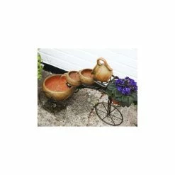 H57cm Bicycle 4-Tier Cascading Solar Water Feature with Planter Basket by Solaray -Water Features Shop WF8441 rollover image de34