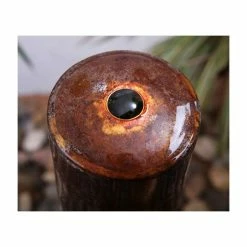 H135cm 3-Tiered Tubes Corten Steel Water Feature with Colour LEDs by Ambienté -Water Features Shop WF8445A add image 1 5985