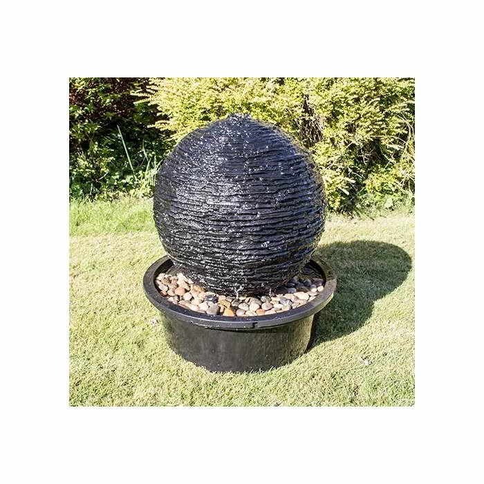 H50cm Torver Slate Effect Sphere Water Feature with Lights by Ambienté 6 H50cm Torver Slate Effect Sphere Water Feature with Lights by Ambienté - Image 4