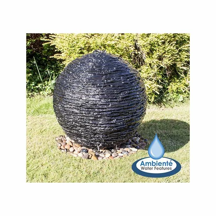 H50cm Torver Slate Effect Sphere Water Feature with Lights by Ambienté 3 H50cm Torver Slate Effect Sphere Water Feature with Lights by Ambienté